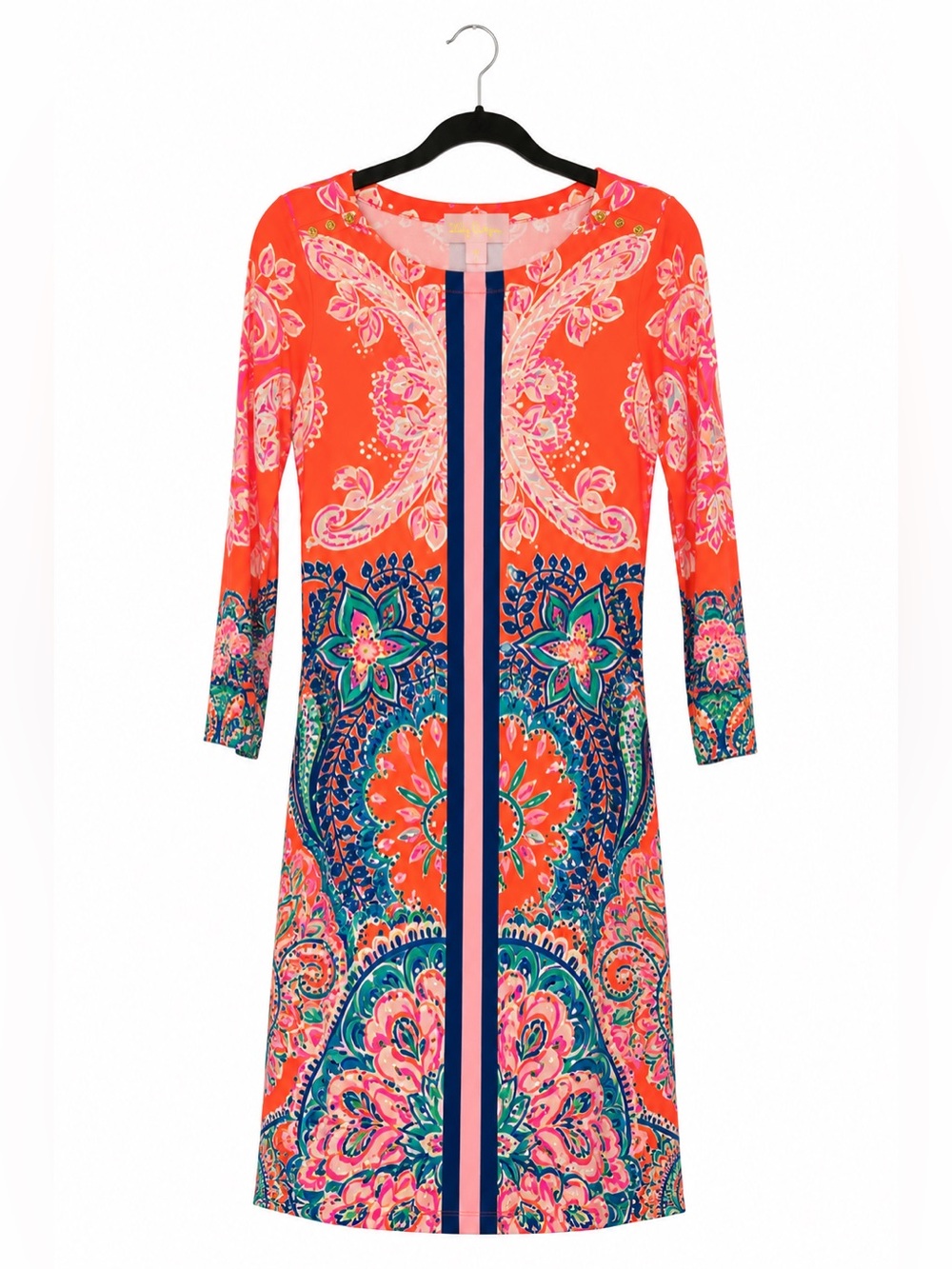 Lilly Pulitzer Coral and Teal Floral Paisley Sheath Dress